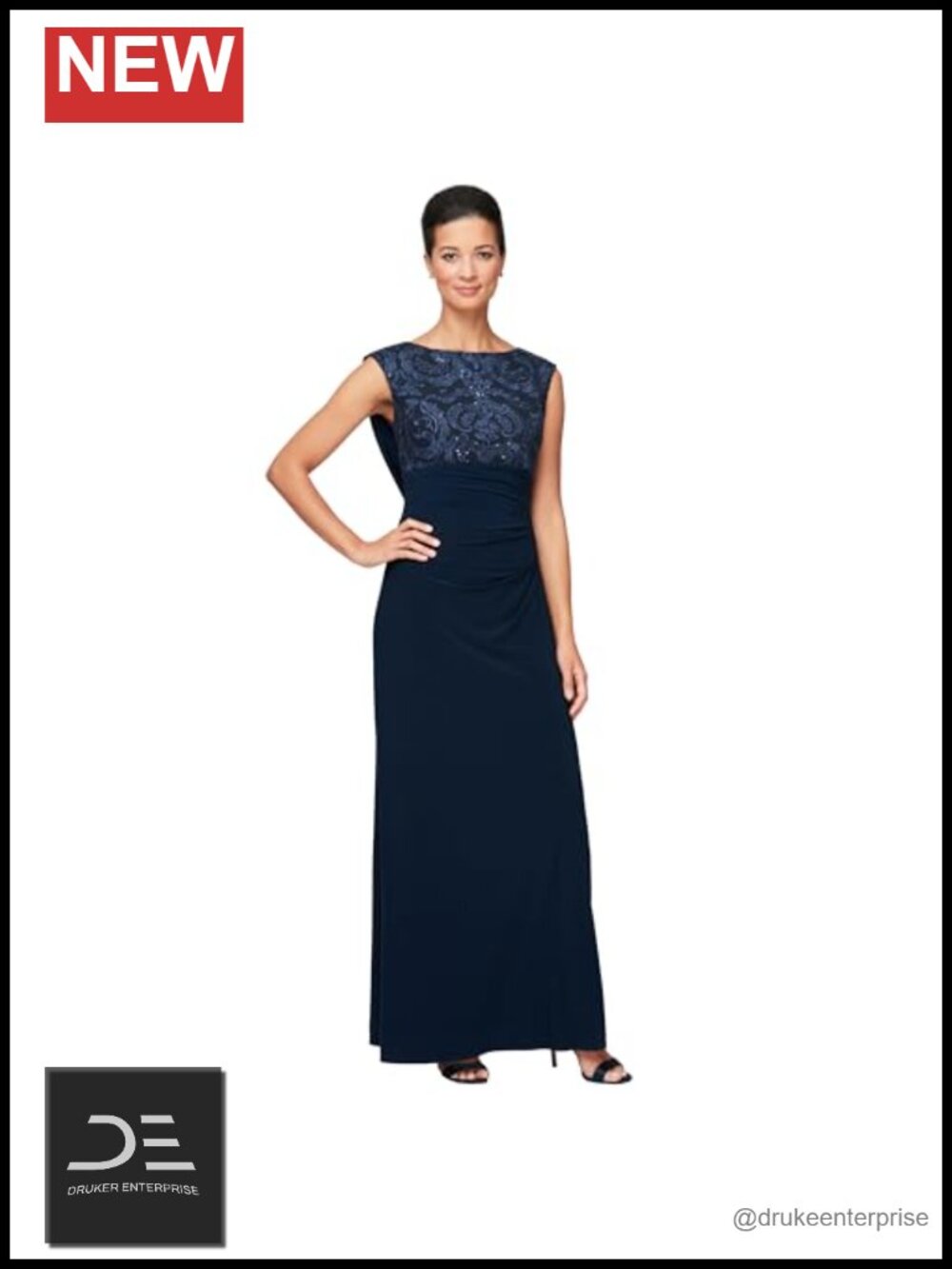 Alex Evenings Long Cowl Back Mother of the Bride Formal Gown